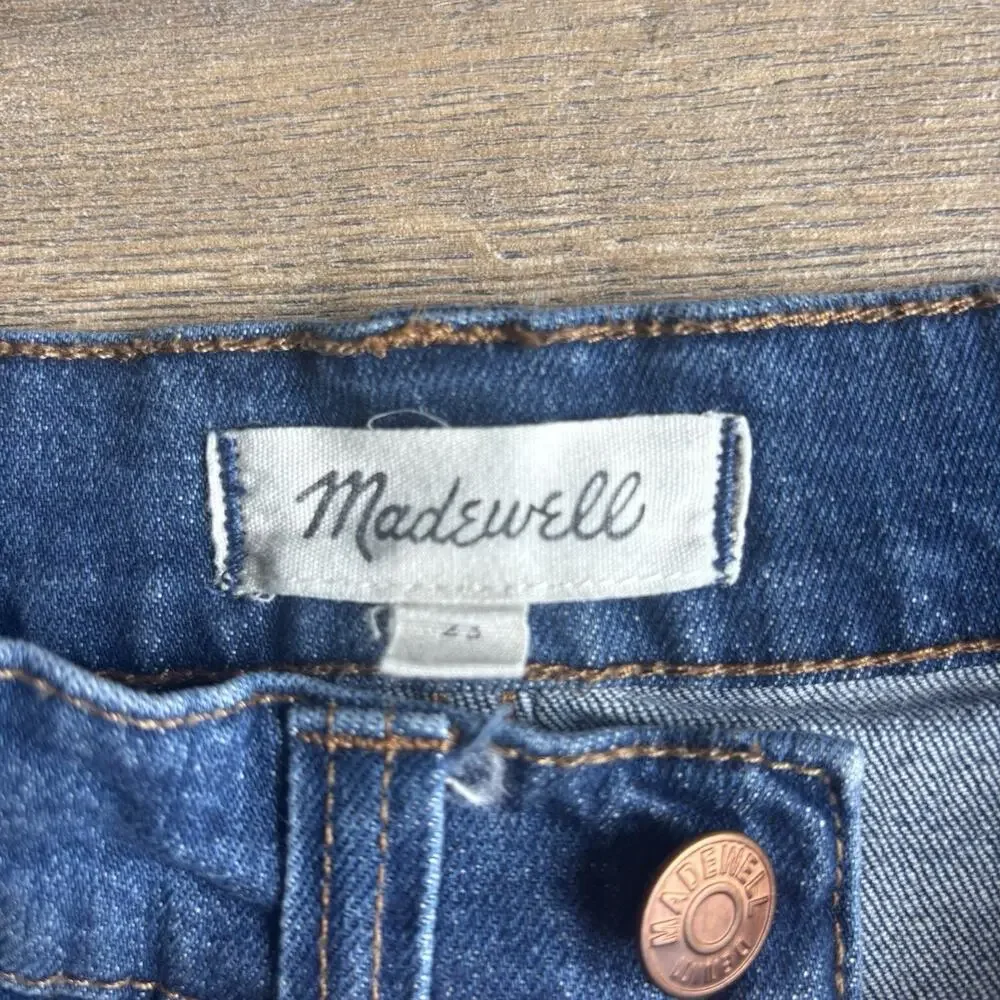 Madewell Denim Mini Skirt Womens‎ 23 Blue Button Front High Waisted A-Line